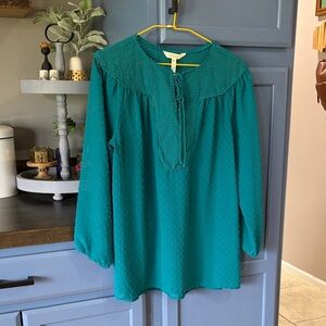 Matilda Jane Teal Blouse with Eyelet Detail